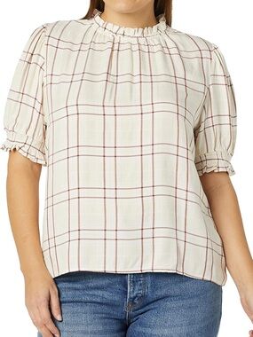 Amazon Essentials Fluid Twill Short Puff Sleeve Smock Detail Shirt